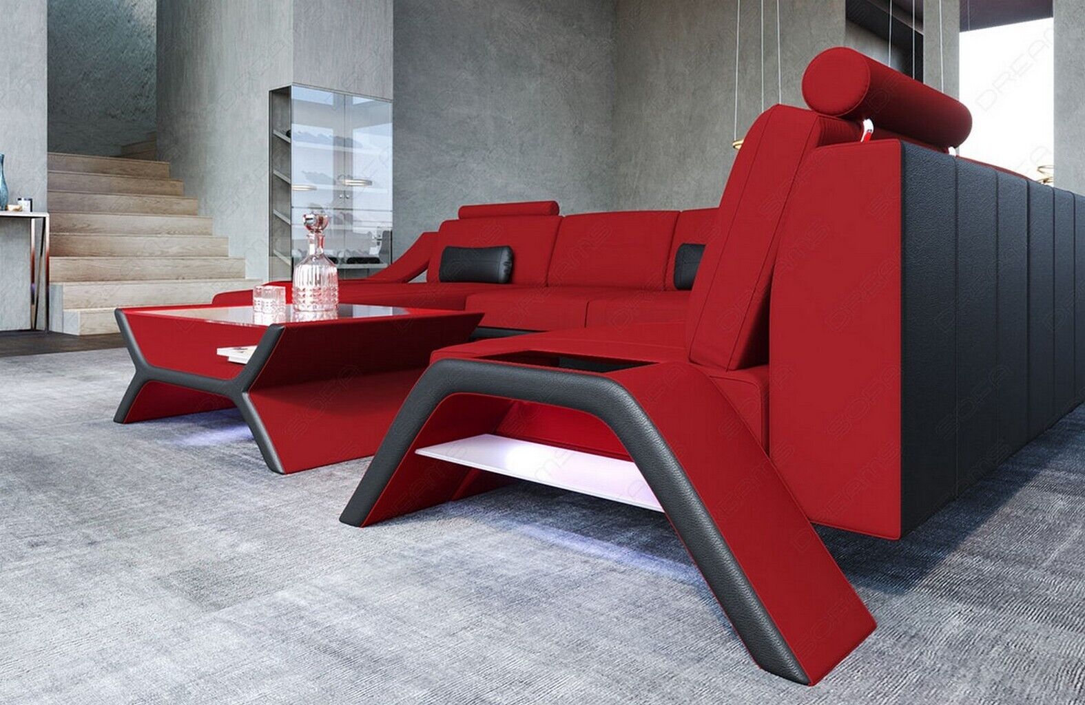 Couch Wohnlandschaft Polstercouch CALABRIA XXL Design Couch Ottomane Luxussofa