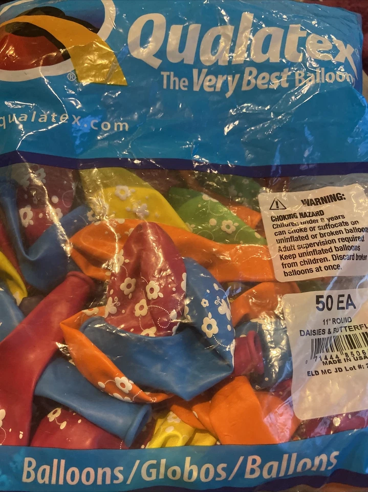 Tropical Assortment Daisies & Butterflies 11″ Latex Balloons (50 count) - Image 2 of 3