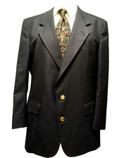 Vtg Christian Dior Le Connaisseur Men's Navy Virgin Wool Gold Buttons Blazer 46R