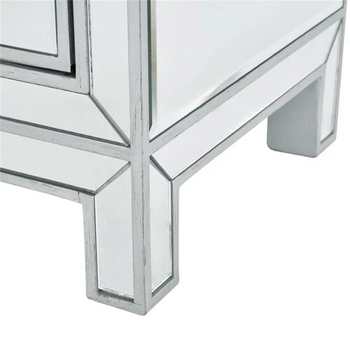 Elegant Decor Reflexion 1 Door Mirrored Nightstand in Antique Silver - Picture 11 of 11