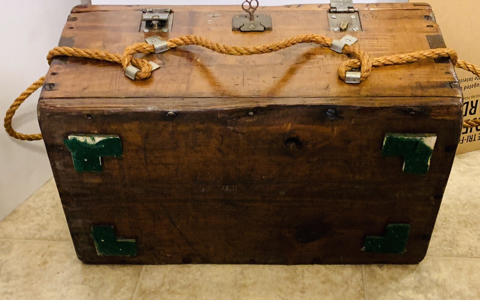 VTG Boy Scout  Wood Foot Locker Storage Trunk 18"x11"x9.5"