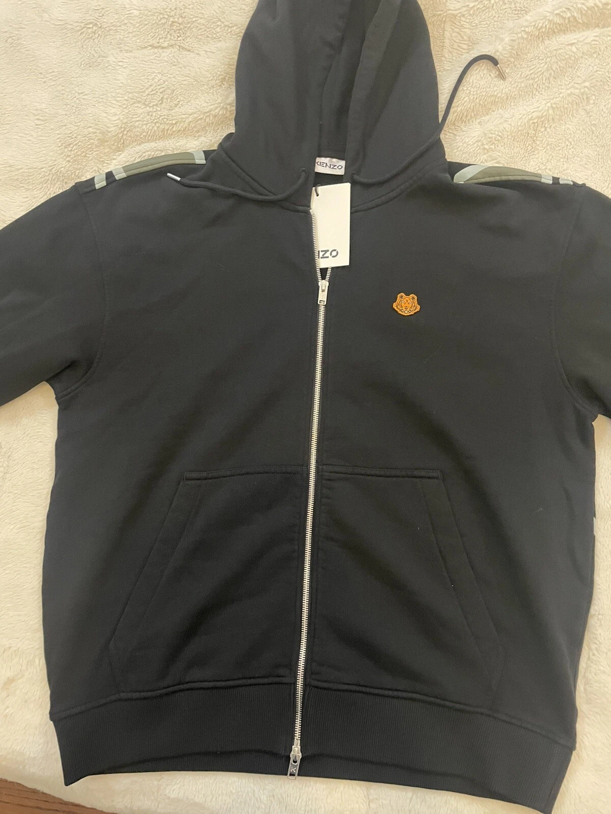 Felpa con cappuccio Kenzo nera WWF Edition K Tiger cerniera intera taglia M