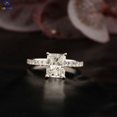 2.81 TCW Radiant & Round Cut Platinum Moissanite Ring  by Labstone