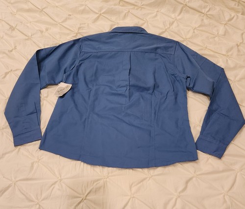 WOMEN BLUE BUTTON FRONT SHIRT FORMAL WORK TOP BLOUSE J.W.E DESIGNS SIZE MEDIUM - Picture 7 of 7
