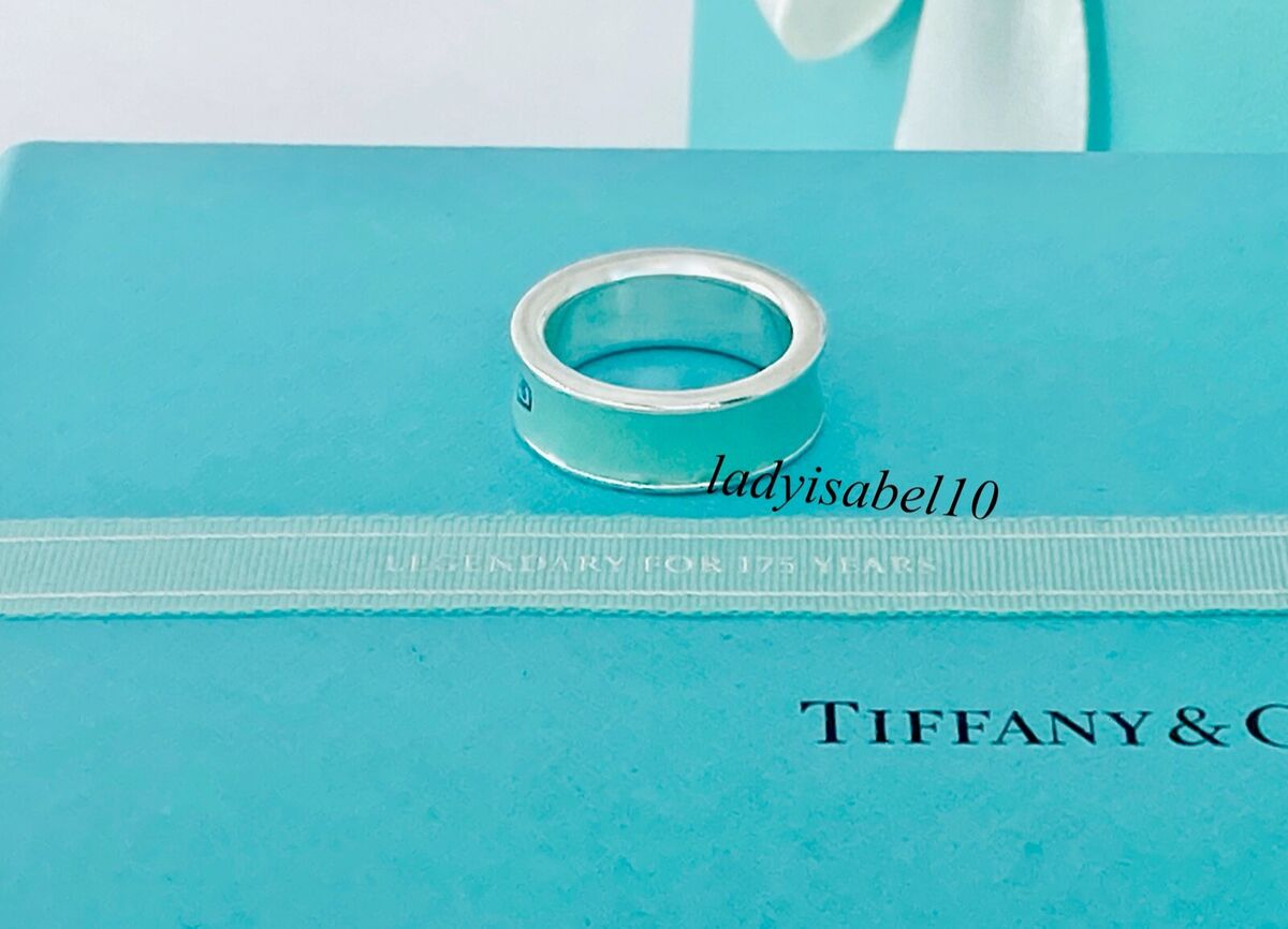 Tiffany & Co Sz 6.25 Blue Enamel Band Ring Sterling Silver w Tiffany & Co Sz 6.25 Blue Enamel Band Ring Sterling Silver w