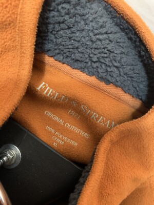 Field And Stream Sz XL Jacket Fleece Full Zip Front Orange Rust