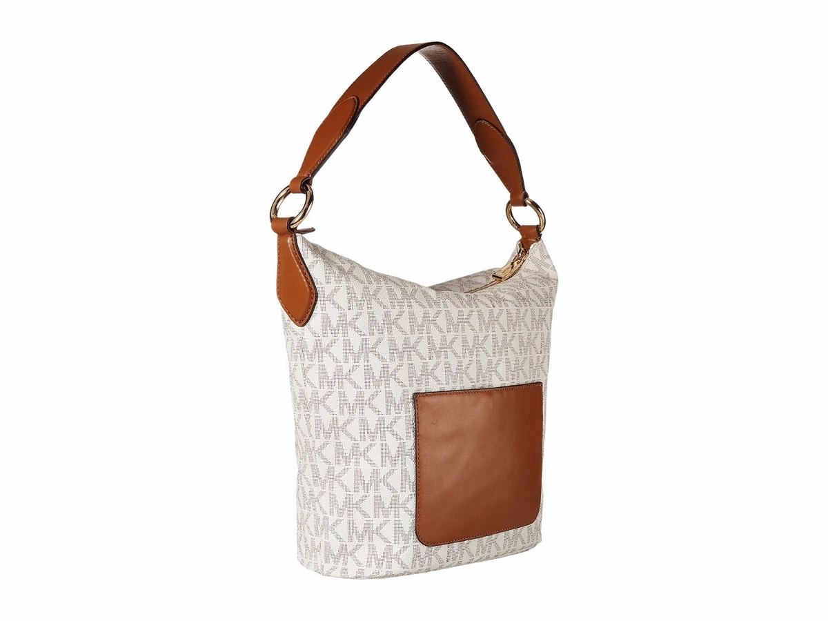 New Michael Kors Elana Women s MK Signature MD Convertible Shoulder Bag Vanilla