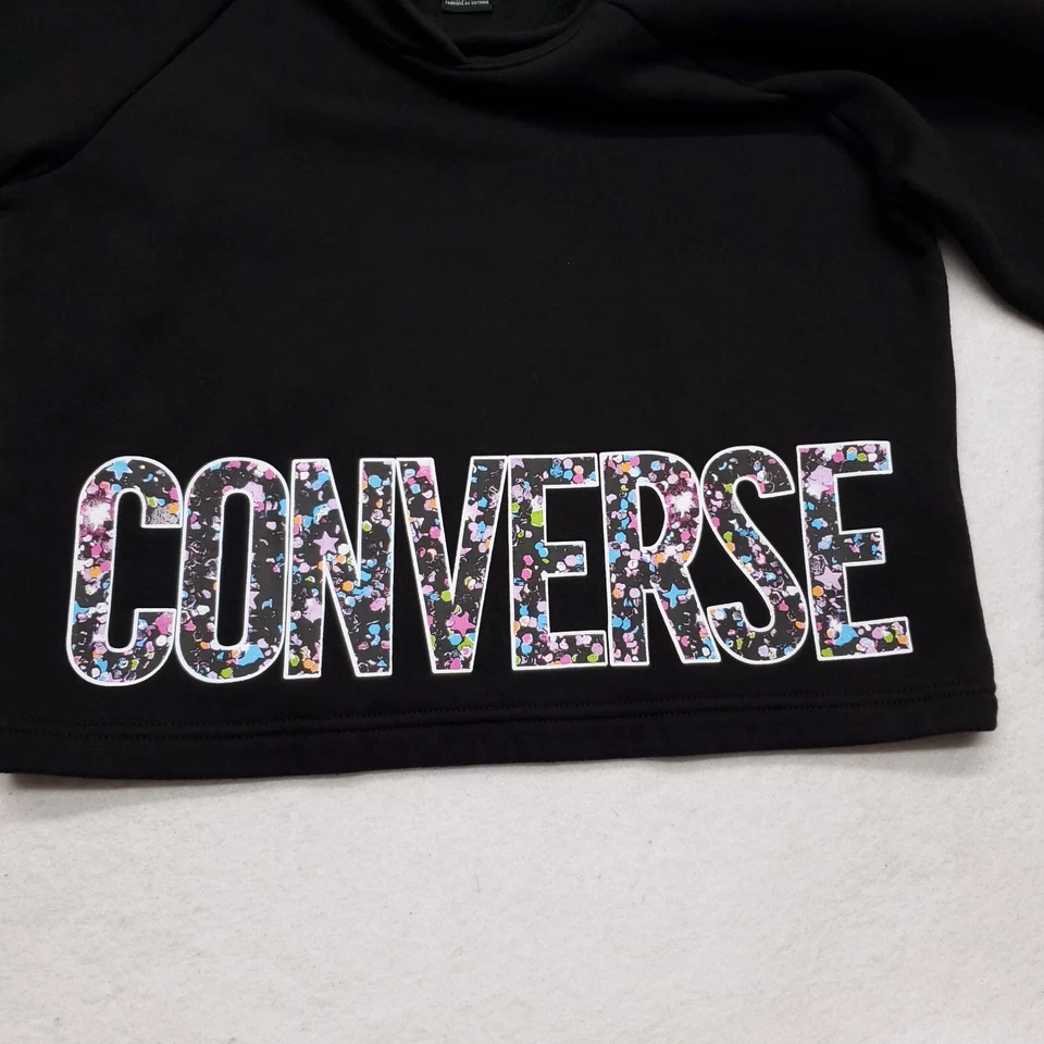Sudadera Converse Informal Con Capucha Manga Larga Jóvenes Niñas Talla L Negra Foto 4 de 4