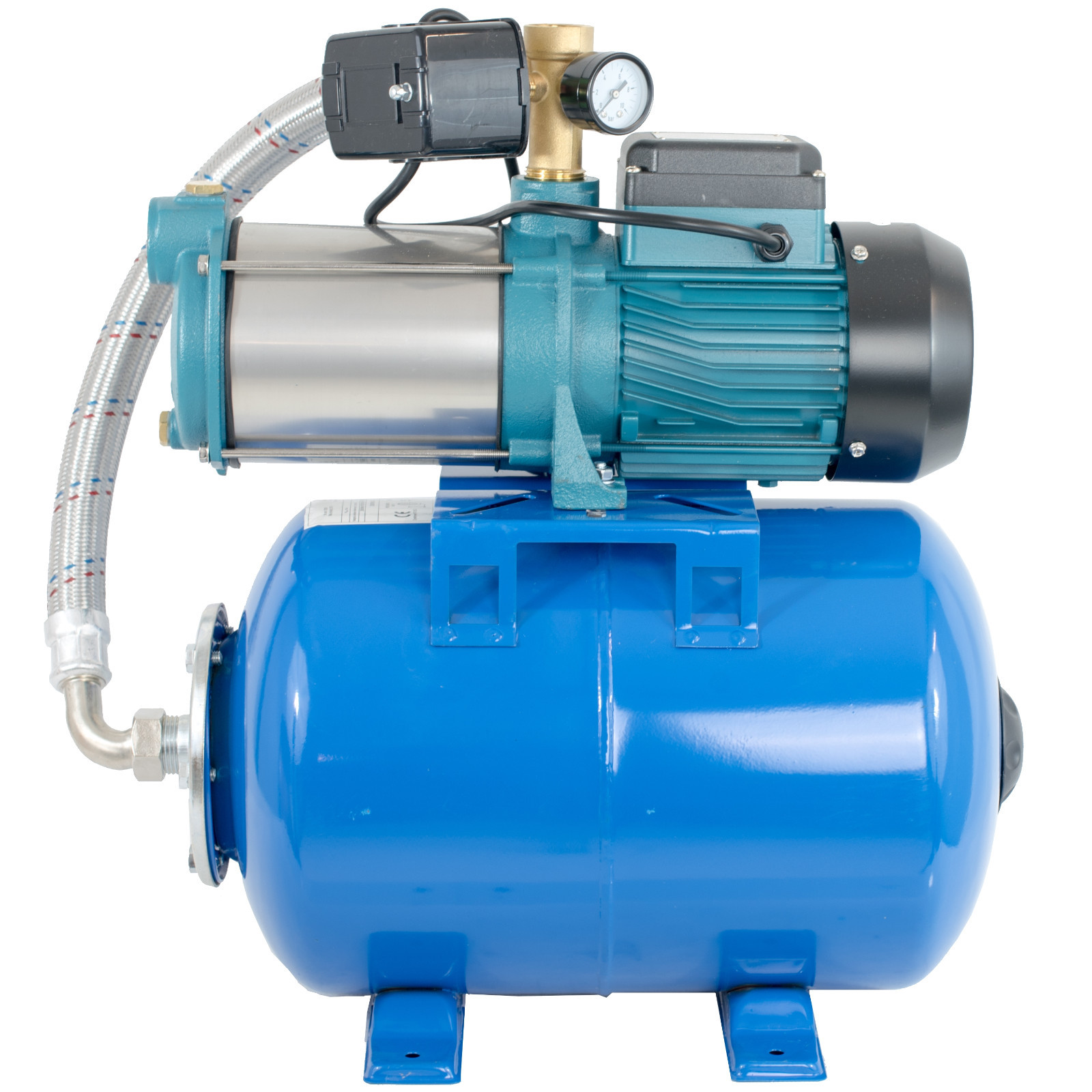 Gardena Hauswasserwerk 3700/4 Hauswasserwerk 100L M. 1300W INOX Pumpe + Elektronischer DS Trockenlaufschutz Druckbehälter Hauswasserwerk