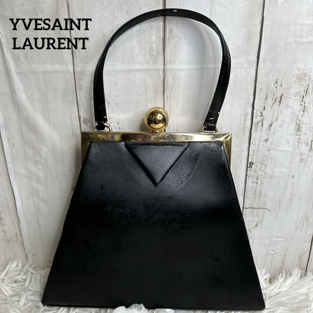 Saint Laurent Black Leather Logo Tote Handbag Used Excellent Condition Authentic Japan