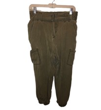 Free People Army Green Cargo Pants w Belt and Silver Buckle - Sz 8