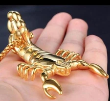 Large Huge Gold Biker scorpion Pendant Stainless Steel Men's Jewelry Heavy Cool