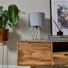 Bedside Table Lamp Industrial Metal Living Room Desk Light Geometric LED Bulb