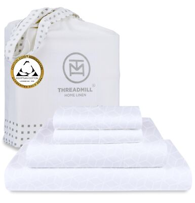 Threadmill Egyptian Cotton Queen Sheet Set | 100% Certified Egyptian Cotton S...