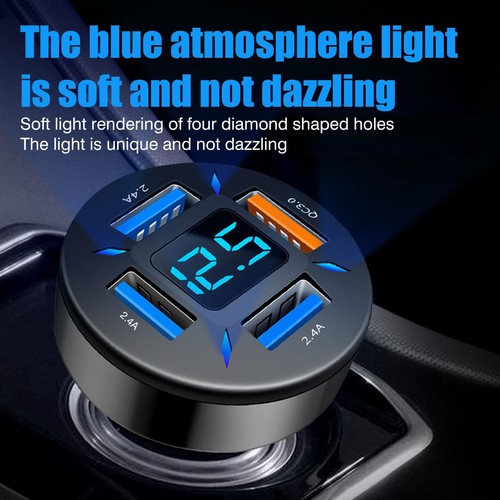 Universal 4-Port USB Car Charger 12V Lighter Socket plug Fast Charging Black - Zdjęcie 5 z 12