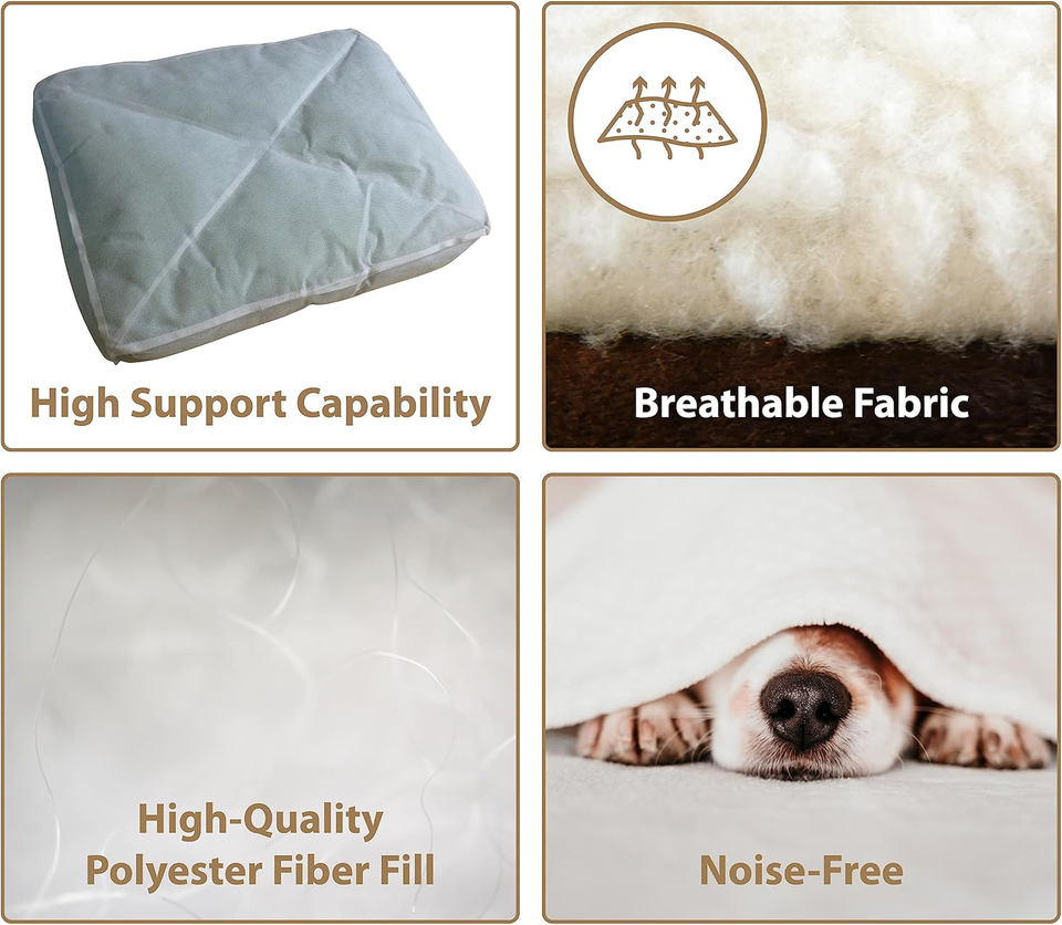 EllieBo Medium Dog Bed for 30inch Dog Cage/Crate Brown Faux Suede