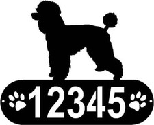 Poodle Natural Cut Dog PAWS House Address Sign or Name Plaque - Made in USA