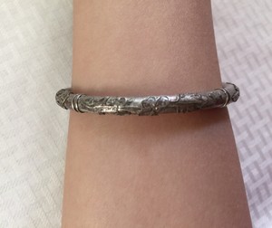 Lovely Kid's Gift~Antique Chinese Dynasty 999 Pure Silver Embossed 6" Bracelet
