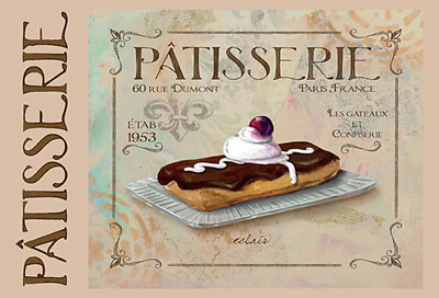Holzschild 20x30  Patisserie Paris eclair Kuchen  Wand Deko Bar Kneipe Cafe Samm