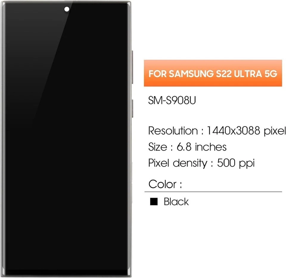 Para Samsung Galaxy S22 Ultra 5G Pantalla Alta Calidad Repuesto S908 Táctil Digiti Foto 2 de 4