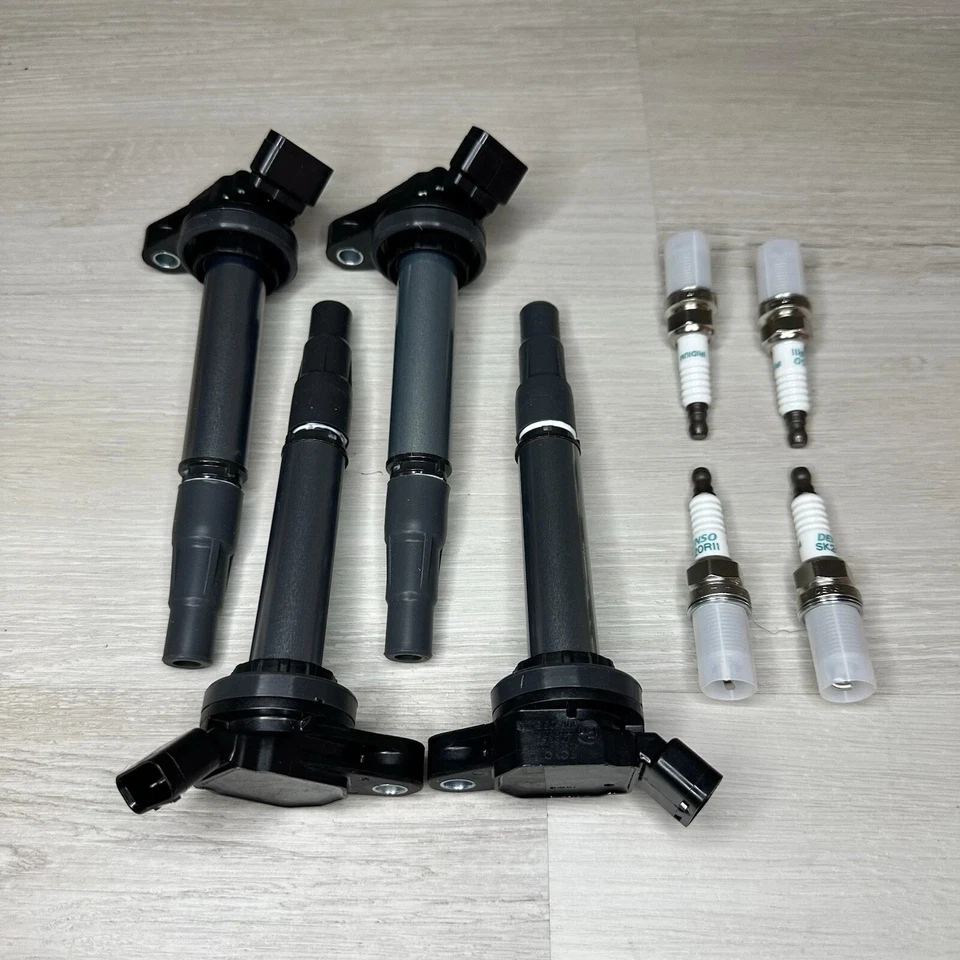 4PCS Denso OEM 90919-02258 Ignition Coils Spark Plugs For Toyota Corolla Prius Foto 3 de 4