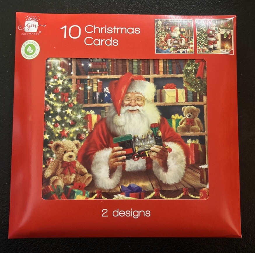 Pack of 10 Christmas Card Multipack Christmas Cards 2 Design Santa Claus eBay
