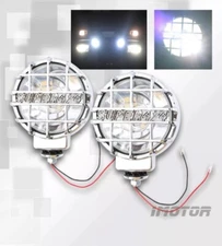 2 x 6" Round Built-in HID 4x4 Off Road Chrome Fog Lamps w/Cover+Wire+Switch Kit