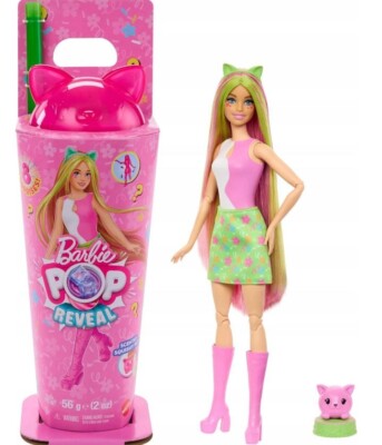 BARBIE POP REVEAL SHAKE ANIMAL PARTY Kitty scented doll JCN88