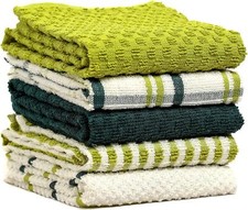 5 Pack Terry Kitchen Tea Towels Cotton Super Absorbent Quick Drying Soft Towel