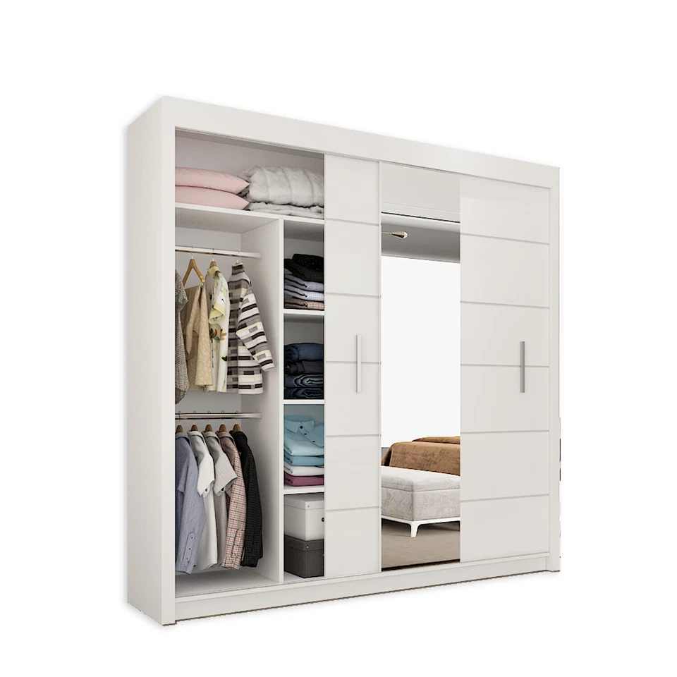 Sliding Doors wardrobes Mirror Wardrobe Multiple Shelves Hanging Rails-Lisbon - Image 2 of 4
