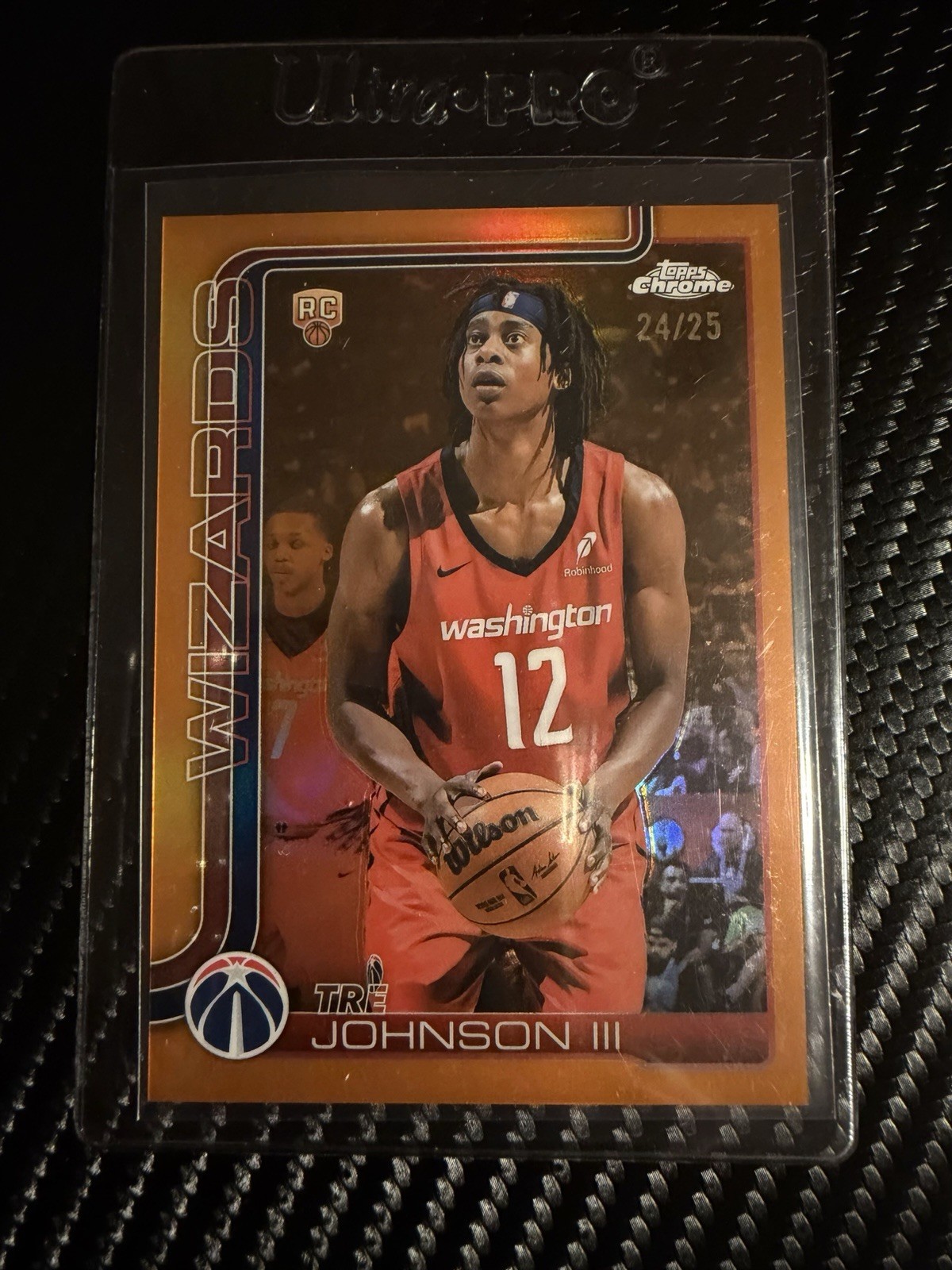 2025-26 Topps Chrome - Tre Johnson #256 True Orange Refractor #24/25 (RC) SSP