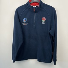 England Rugby World Cup Japan 2019 Navy Blue Quarter Zip Fleece Mens Large
