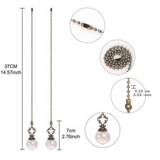 2pcs Crystal Fan Pull Ball Vintage Pull Chain Ceiling Fan Pull Chain Extender