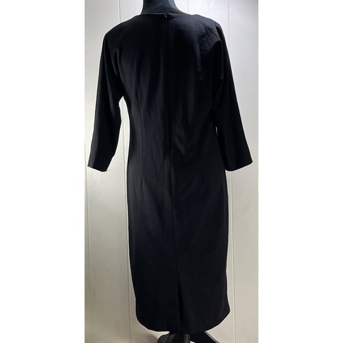 Pendleton Black Wool Blend Dress Sz 10 Beaded Neckline Sheath Career Classic 41" - Picture 10 of 10