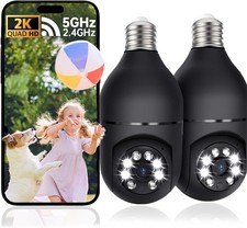 2K Light Bulb Camera Outdoor, 2.4/5GHz Wi-Fi 6 Security Cameras Wireless Outdoor