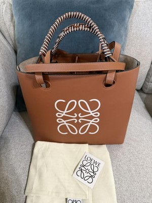 LOEWE Anagram Tote Bag Calfskin Leather Brown smooth calfskin basket handbag