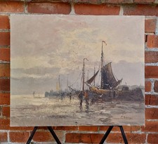 Ölbild " Kutter,Schif, Watt " unleserlich signiert