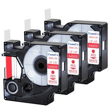 3x Standard Red on White Label Tape For DYMO D1 A45015 LabelManager 200 300 12mm