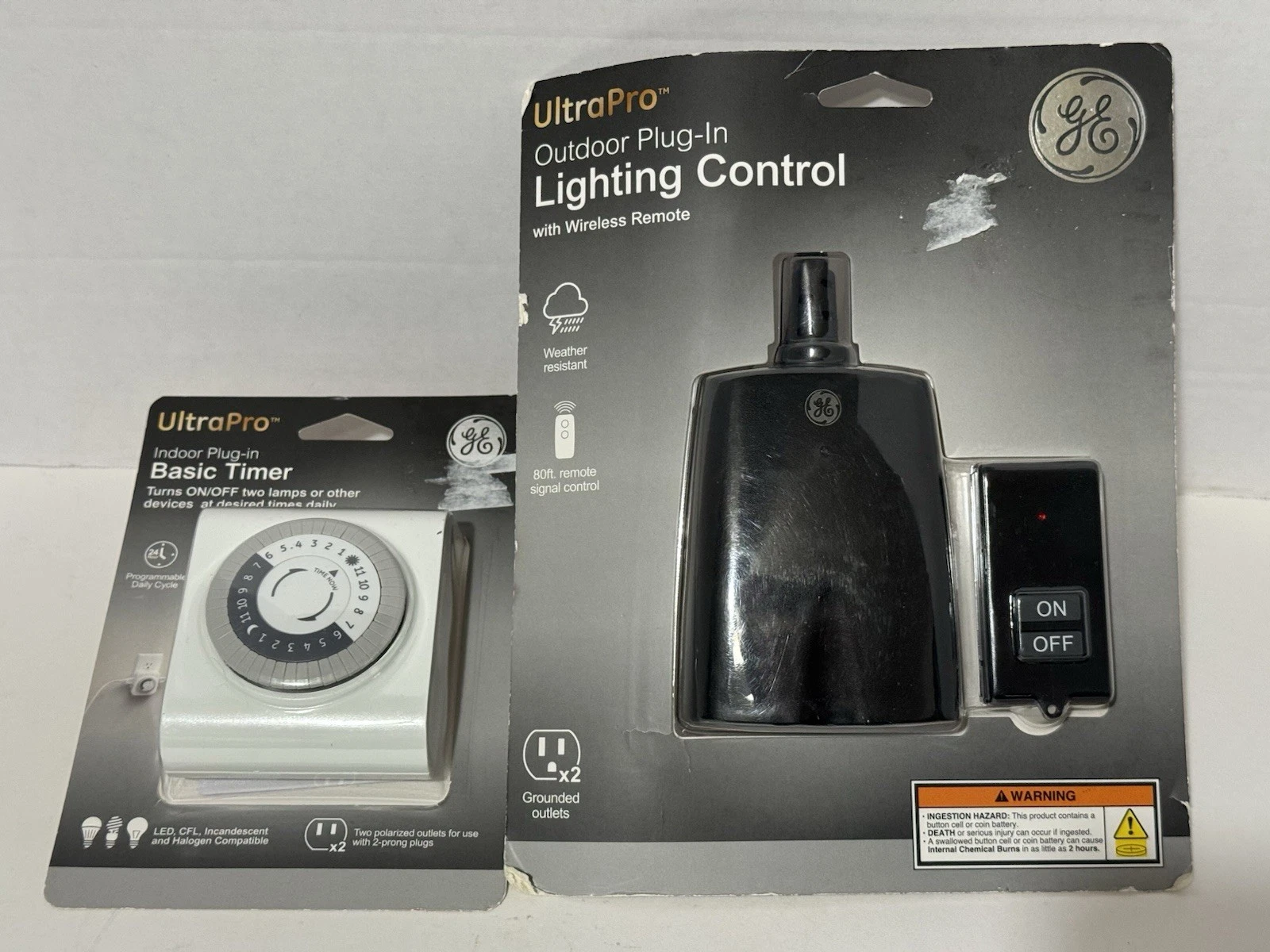 GE UltraPro Outdoor Plug-In Lighting Control Remote + Indoor Basic Timer NEW