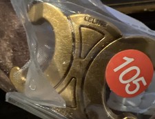 Triomphe White Leather Belt Gold Tone Size 105 Made In Italy Celine