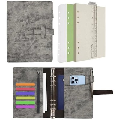 Wonderpool Leder Tagebuch 6 Ringe Ordner Organizer mit gepunktetem Papier