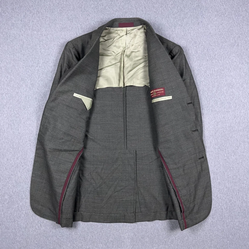 Blazer Luciano Barbera masculino 52 lã cinza não estruturada feito à mão na Itália - Imagem 2 de 4