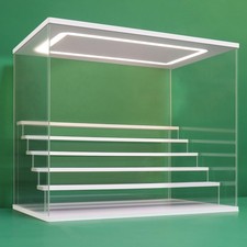 NONEMEY Clear Acrylic Display Case Stand with LED Light 2/3/4/5/6 Tier Storag