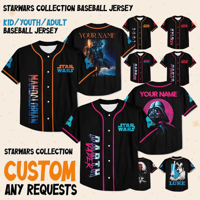 Custom Colection Jersey Starwar black 1 Collection Birthday Baseball Outfit Choo