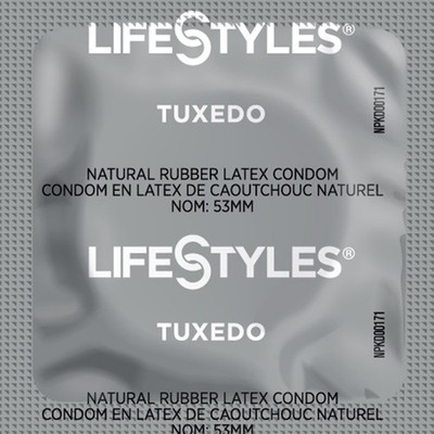 Lifestyles Black Tuxedo Smooth Lubricated Latex Condoms Bulk + Brass Pocket Case