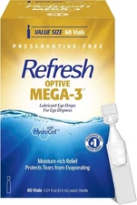 Refresh Optive MEGA-3 Eye Drops, Preservative-Free, 60 Single-Use Containers