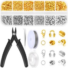 1200Pcs Crimp Beads Supplies for Jewelry Making, Including Crimp covers, Crimp T