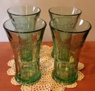 Set Of 4 Vintage Libbey Heavy 16 0z. Green Coca Cola Glasses