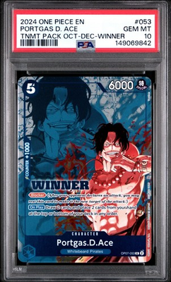 #ad 2024 ONE PIECE OP07 053 WINNER PACK 2024 OCT DEC PROMO PORTGAS D ACE PSA 10 $159.95