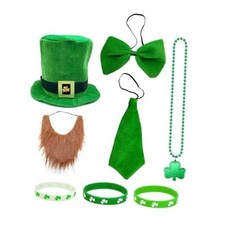 6PCS St. Patrick s Day Costume Accessories Set for Men Leprechaun Hat,